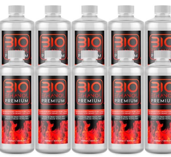 10 litros Bioetanol Premium Transparente para chimeneas