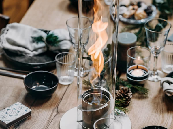 Chimenea de mesa para interior y exterior