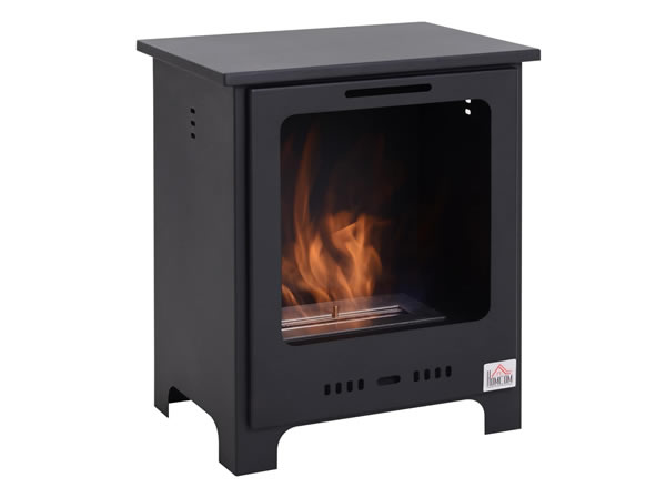 HOMCOM Chimenea bioetanol sobre pies Quemador 1,5 L, 3 Horas de duración de combustión Estilo Neo-Retro