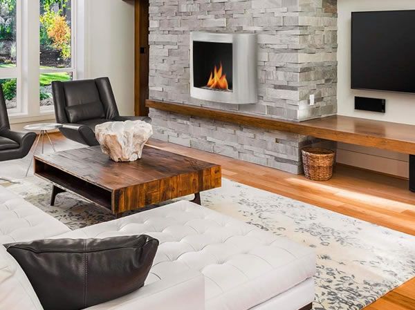chimenea de etanol acero inoxidable de pared