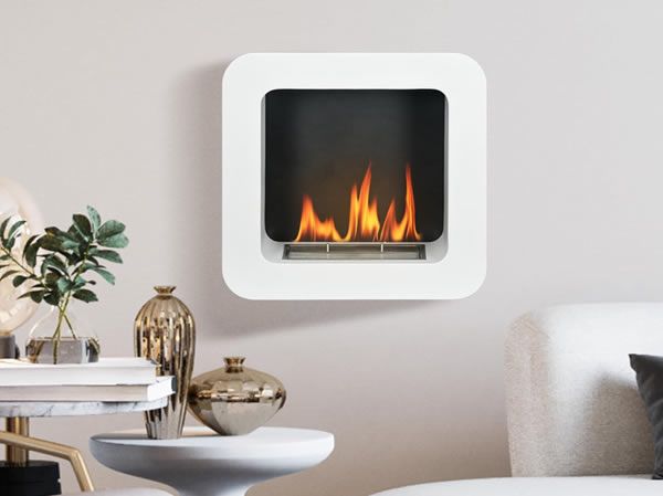 HOMCOM Chimenea de bioetanol de pared metálica con depósito de 1L